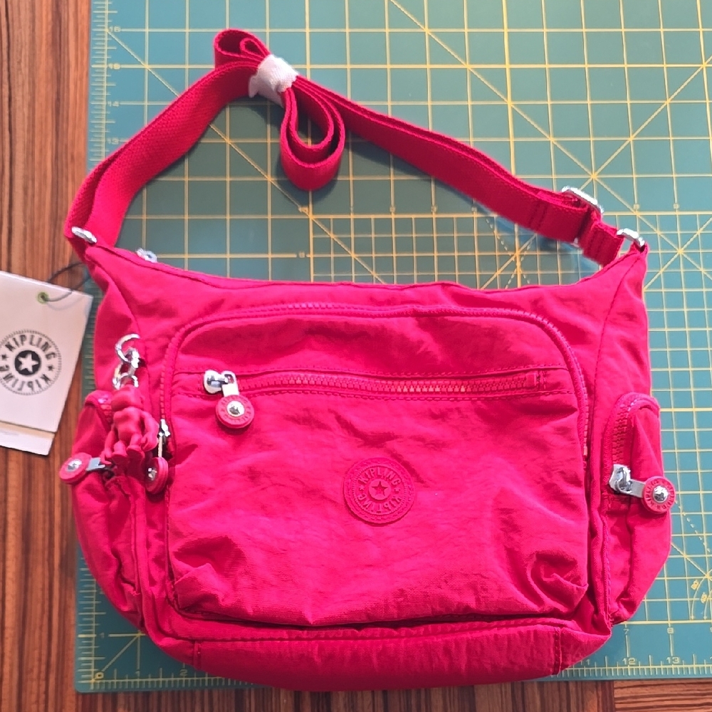 Kipling Red Crossbody Bag with Adjustable Strap and Soft Fabric, NWT